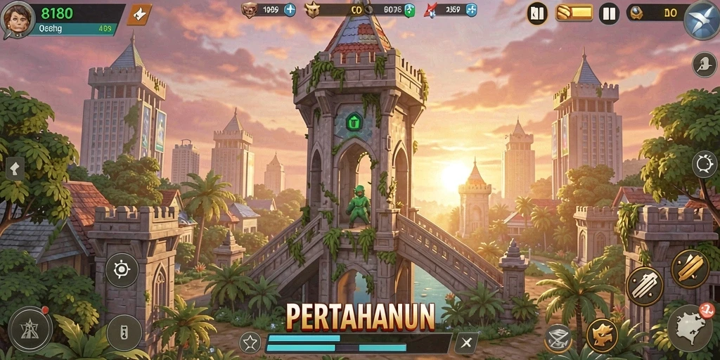 Tangkapan layar gameplay menara pertahanan yang menegangkan di 8180.