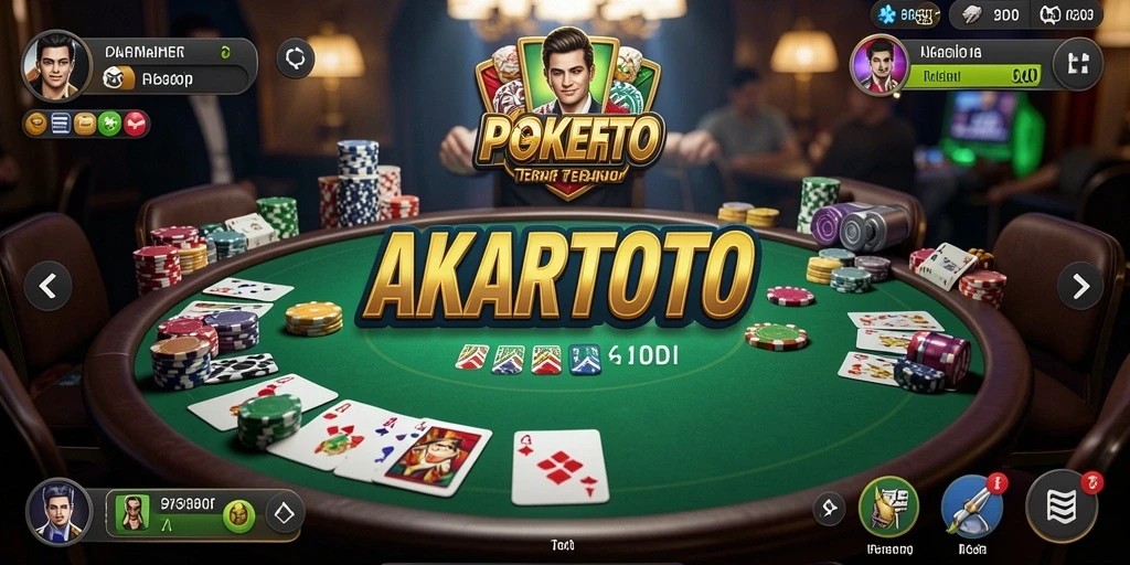 Tampilan gameplay Poker yang mendebarkan di AKARTOTO.