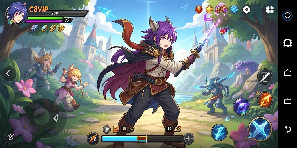 Tangkapan layar gameplay C8VIP yang menarik dengan karakter Anime yang ikonik.