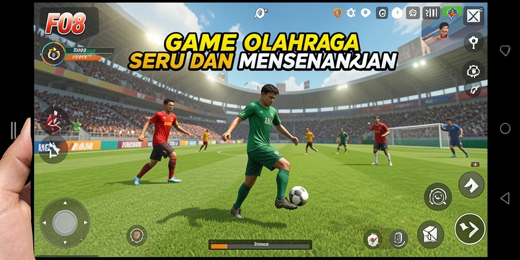 Tangkapan layar FO8 menunjukkan aksi seru dari pertandingan olahraga.