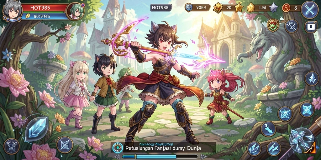 Tangkapan layar HOT985 menampilkan aksi pertempuran karakter anime.