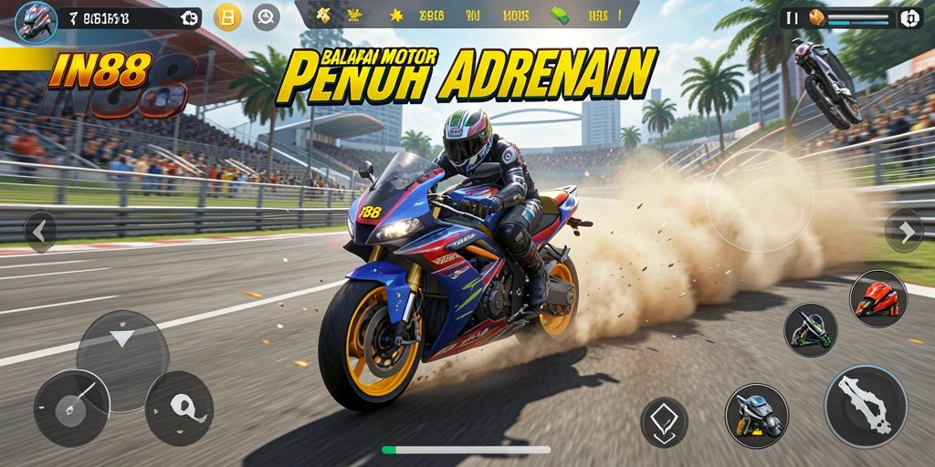 Gameplay seru balapan motor dalam IN88 menanti Anda.