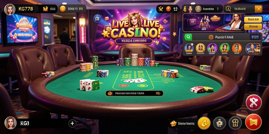 Tampilan gameplay Live Casino yang seru dan interaktif di KG778.