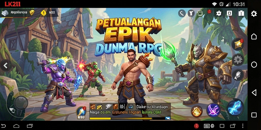Screenshot gameplay RPG LK21 menampilkan aksi epik karakter dalam pertempuran.