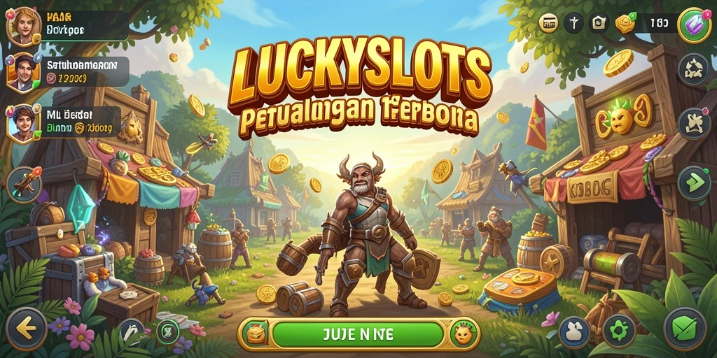Tampilan screenshot LUCKYSLOTS menampilkan petualangan seru dalam dunia terbuka.