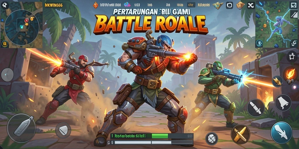 Tampilan gameplay seru MKWIN666 dalam aksi Battle Royale.