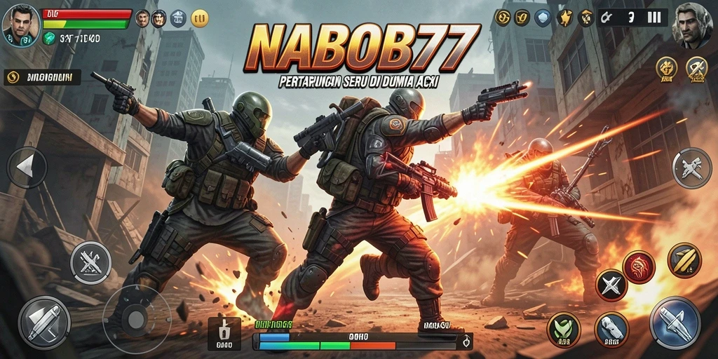 Screenshot menunjukkan aksi penuh ketegangan dalam NABOB77.