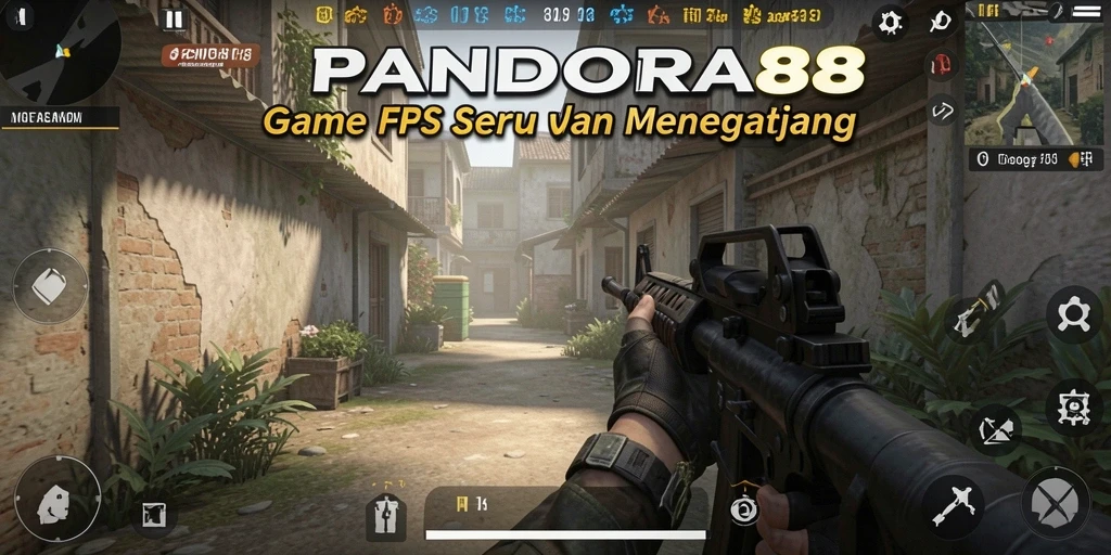 Screenshot utama PANDORA88 menunjukkan aksi tembak-menembak yang intens.