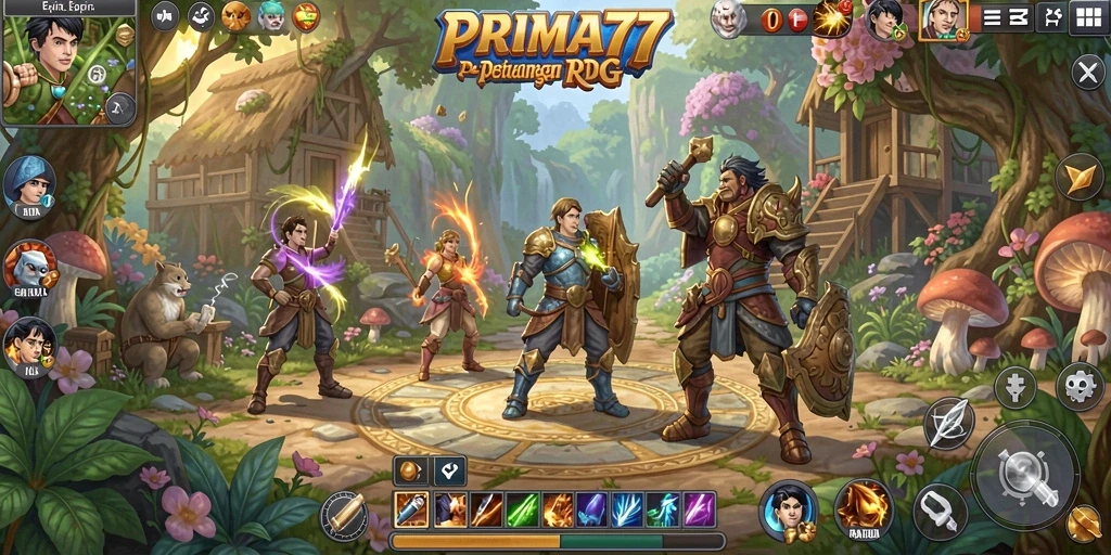 Tampilan gameplay RPG PRIMA77 yang menakjubkan dengan aksi mendebarkan.