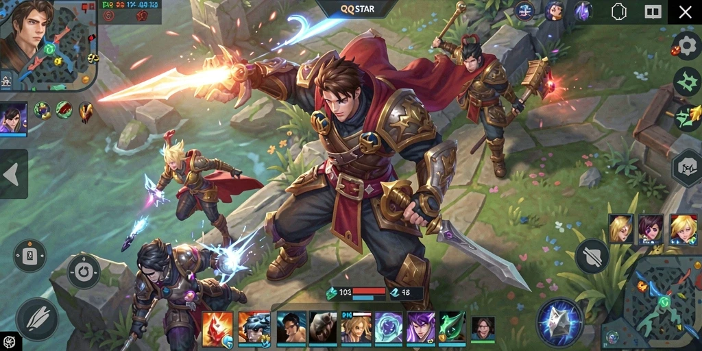 Tangkapan layar gameplay QQSTAR yang menggugah semangat pertempuran.