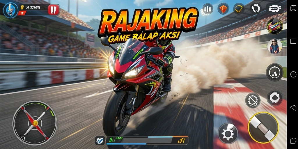 Tampilan menarik dari gameplay balap motor di RAJAKING.