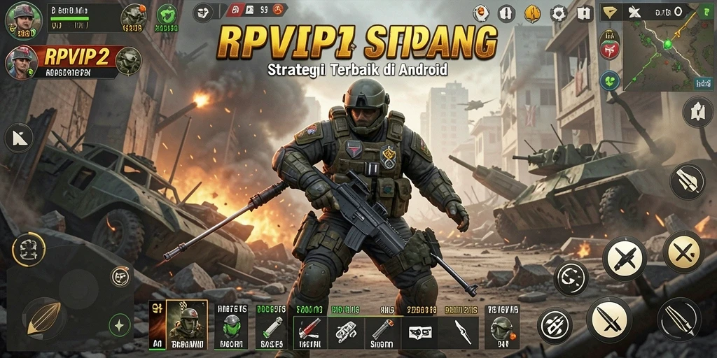 Tampilan gameplay mendebarkan dalam RPVIP2, menunjukkan strategi perang yang intens.