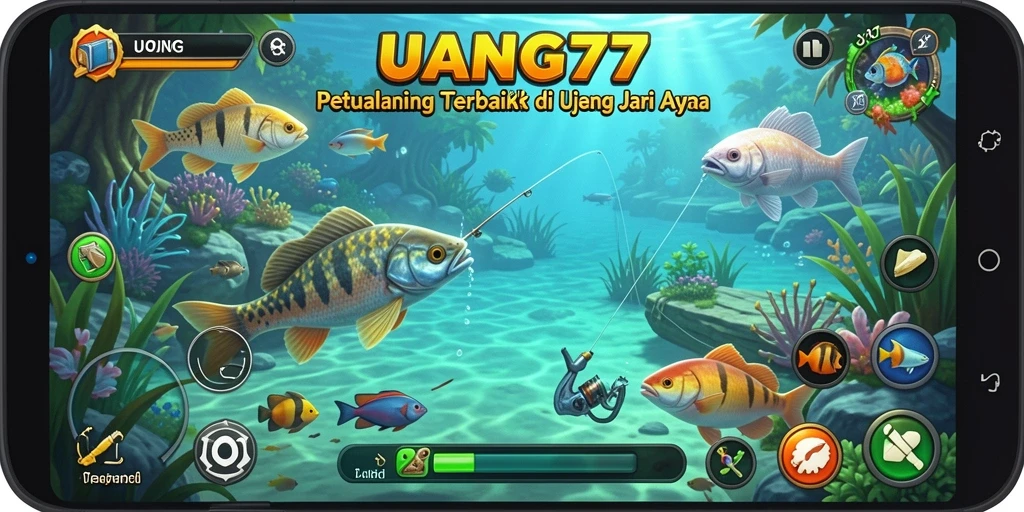 Screenshot gameplay UANG77 menampilkan aksi memancing seru dan menantang.