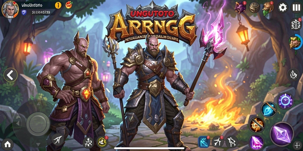 Screenshot UNGUTOTO yang menampilkan pertarungan intens dalam dunia ARPG.